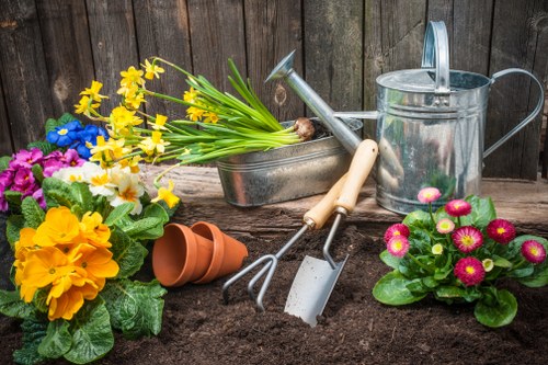 French drain and surface water drainage work in a Colindale garden